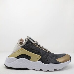 Nike Air Huarache Run Ultra SE Running Shoes Gray Gold 859516-102 Women Size 9.5